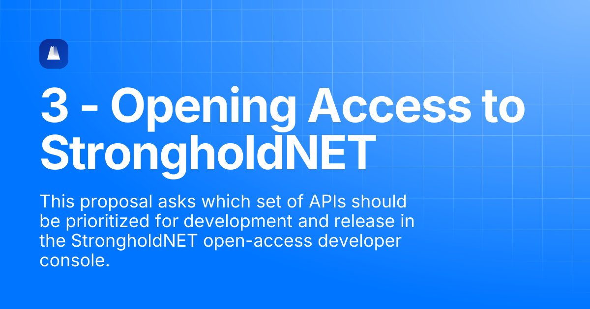 3 - Opening Access to StrongholdNET | Stronghold SHx